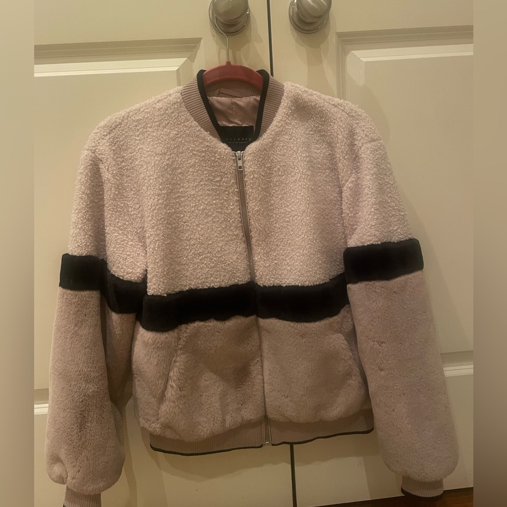 Sanctuary Women's Blockparty Faux Fur Bomber Jacket size XXS